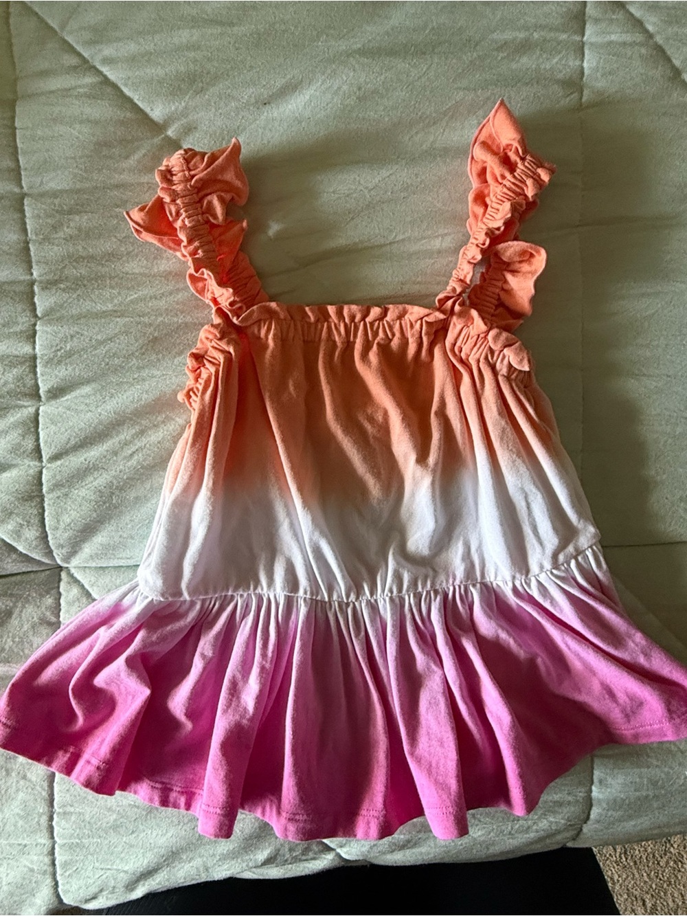 Little Sleepies Ombre Ruffle Tank Top - Coral, White & Pink